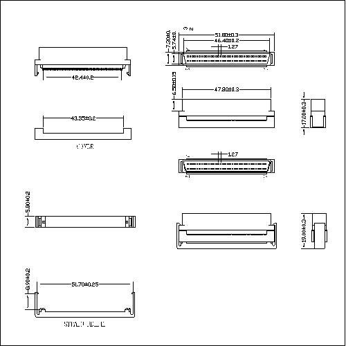 1.27mm Series Pin Type 68P Plug Connector For 0.635mm Flat Ribbon Cable HPDBI-M668PRX 1.27mm Series Pin Type 68P Plug Connector For 0.635mm Flat Ribbon Cable HPDBI-M668PRX