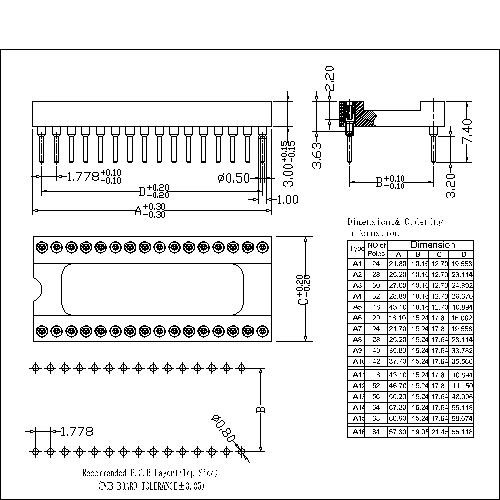 MIFHS01-XXXX 1778mm Dual-in-line Socket Straight DIP