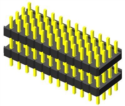 Cabeçalho de pino de 2,00 mm quatro linhas conector plástico duplo