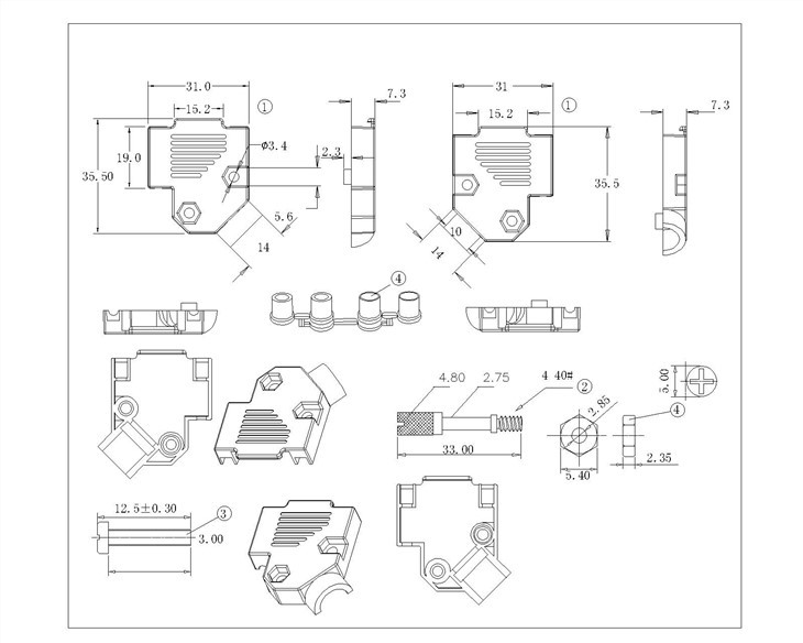 D-SUB 9pin Solder Type Short Screw
